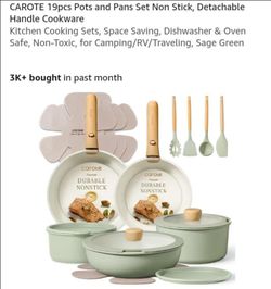 NEW CAROTE 19PCS POTS AND PANS SAGE GREEN