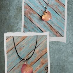 Pink Rose Petal & Mustard Seed Pendant Necklace 