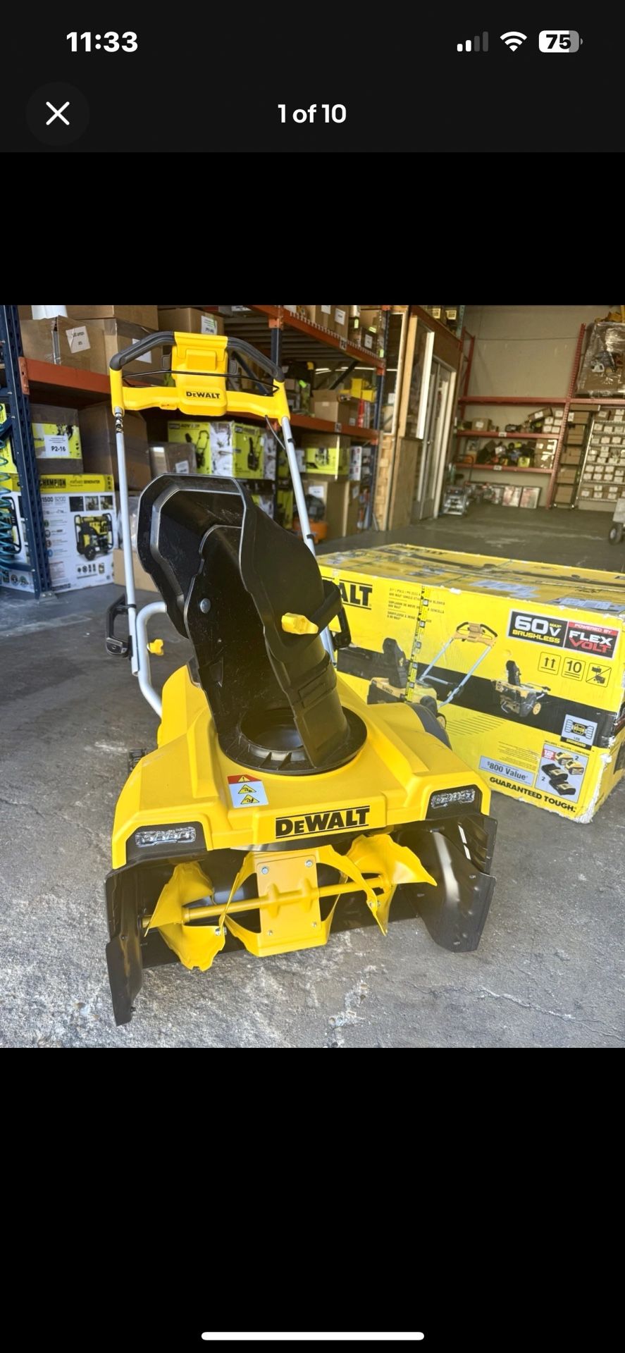 DEWALT 60V MAX FLEXVOLT Single Stage Snow Blower TOOL