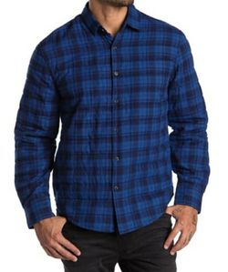 Thomas Dean Plaid Crinkled Shirt Jacket Men's M