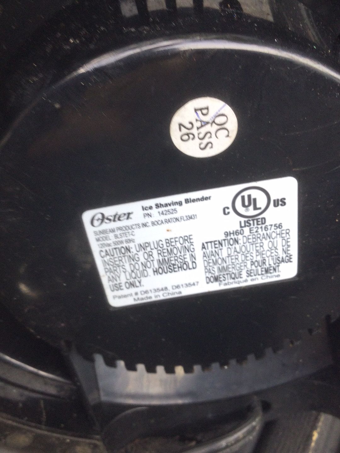 Oster ice shaving blender