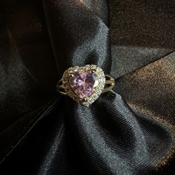 18k Gold Filled Pink Heart Ring 