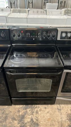 GE Electric Stove Black Glass Top