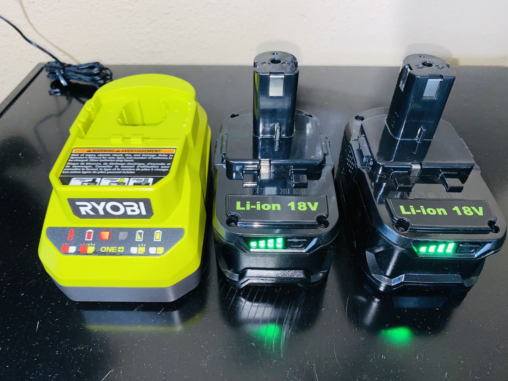 RYOBI 18V Volt ONE+ Battery Charger and 2 New Batteries generic 144wh (8.0AH)