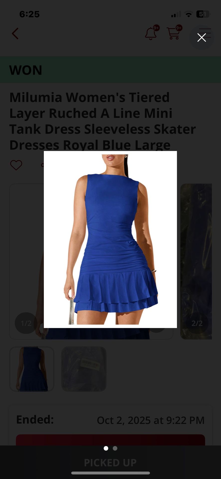 Milumia Women's Tiered A-Line Mini Tank Dress - Royal Blue - Size Large