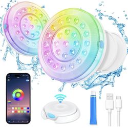 Homly Rechargeable Submersible Pool Lights with Wireless APP Control, Waterproof Underwater Smart LED Lights