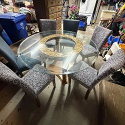 Glass Dining Table with 6 Chairs