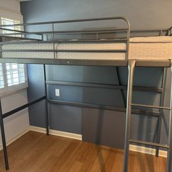IKEA SVARTA Metal Loft Bed W/Desk Attachment 
