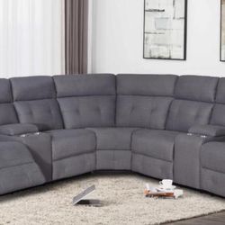Brand New Paradise Gray Reclining Sectional Sofa –
