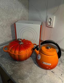 Le Creuset Pumpkin Cocotte and Kettle Set
