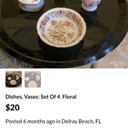 Set  Of 4 Shabby Chic Floral  Pieces