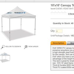 10’ x 10’ Canopy Tent, DIRECTV branded