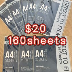 DTF Transfer Film 8.3*11.7 Inch 160 sheets NEW