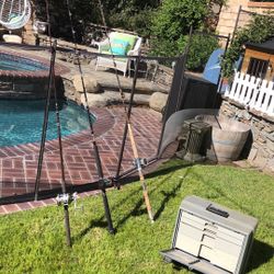 Three (3) Saltwater Fishing Rods(Penn,Daiwa,Roddy) with Reels Plus a Large Tackle Box.