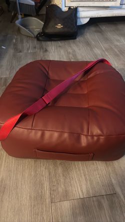 Red Leather Puffy Tote Bag