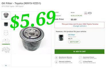 Toyota/Lexus OEM Oil Filters 90915-yzzs1 Filter