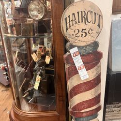Wood Hanging Barber Pole