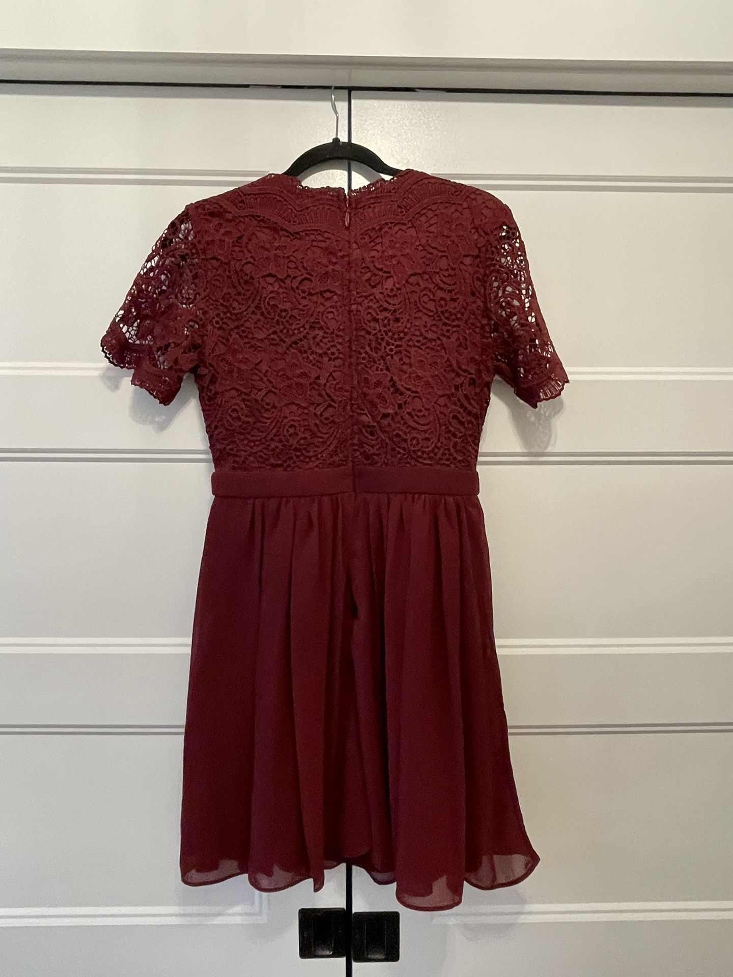 Lulus Angel in Disguise Burgundy Lace Skater Dress Size M