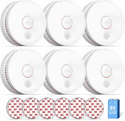 SITERWELL GS509A 6-Pack Photoelectric Smoke Alarm 9V Battery UL217 | New, Sealed