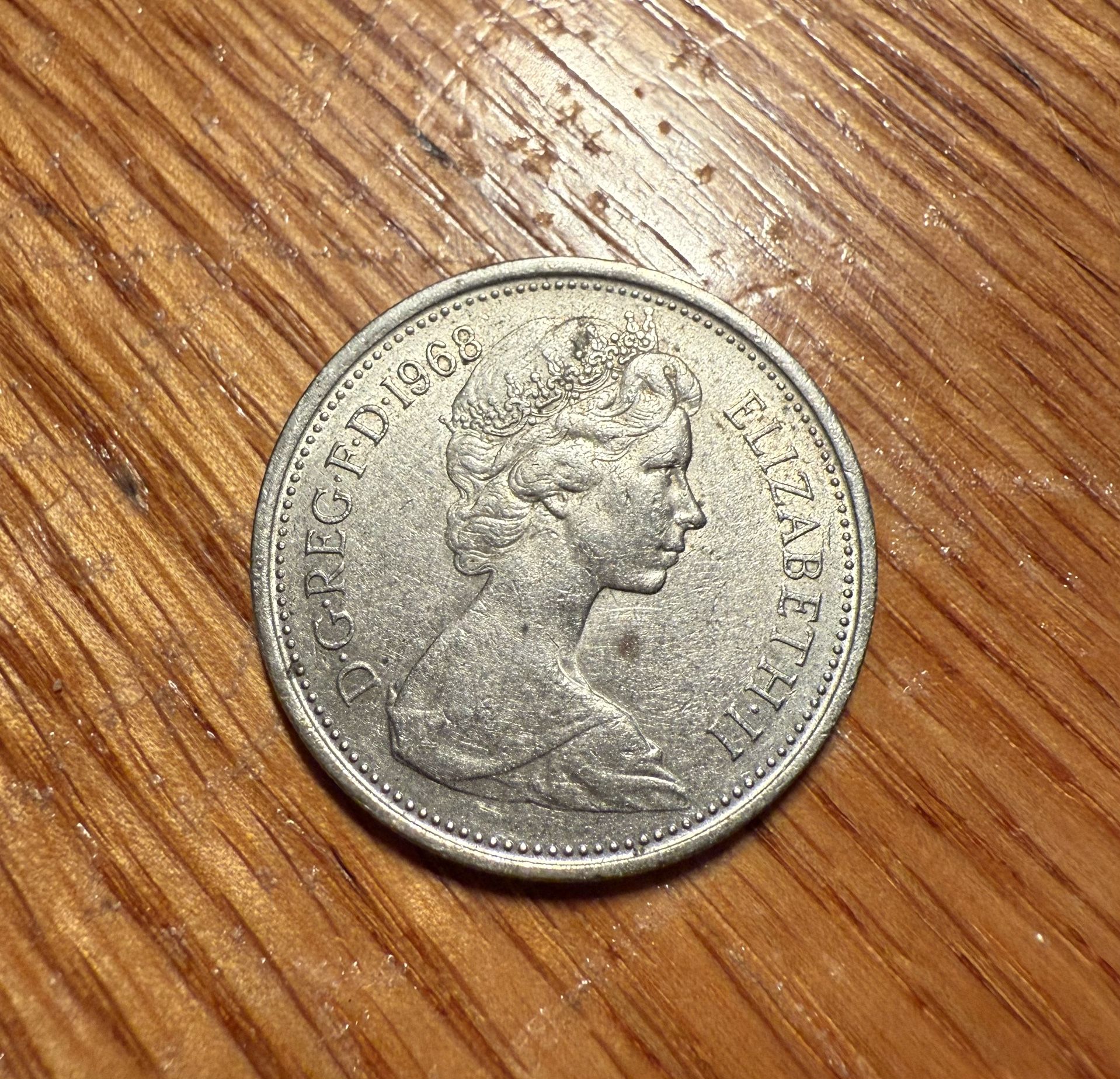 UK 5 New Pence 1968 Elizabeth II Coin In Excellent Condition Rare Coin