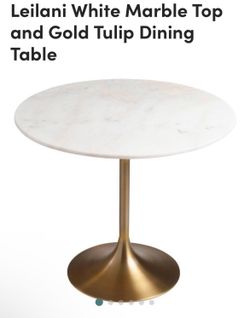 Leilani White Marble Top and Gold Tulip Dining Table