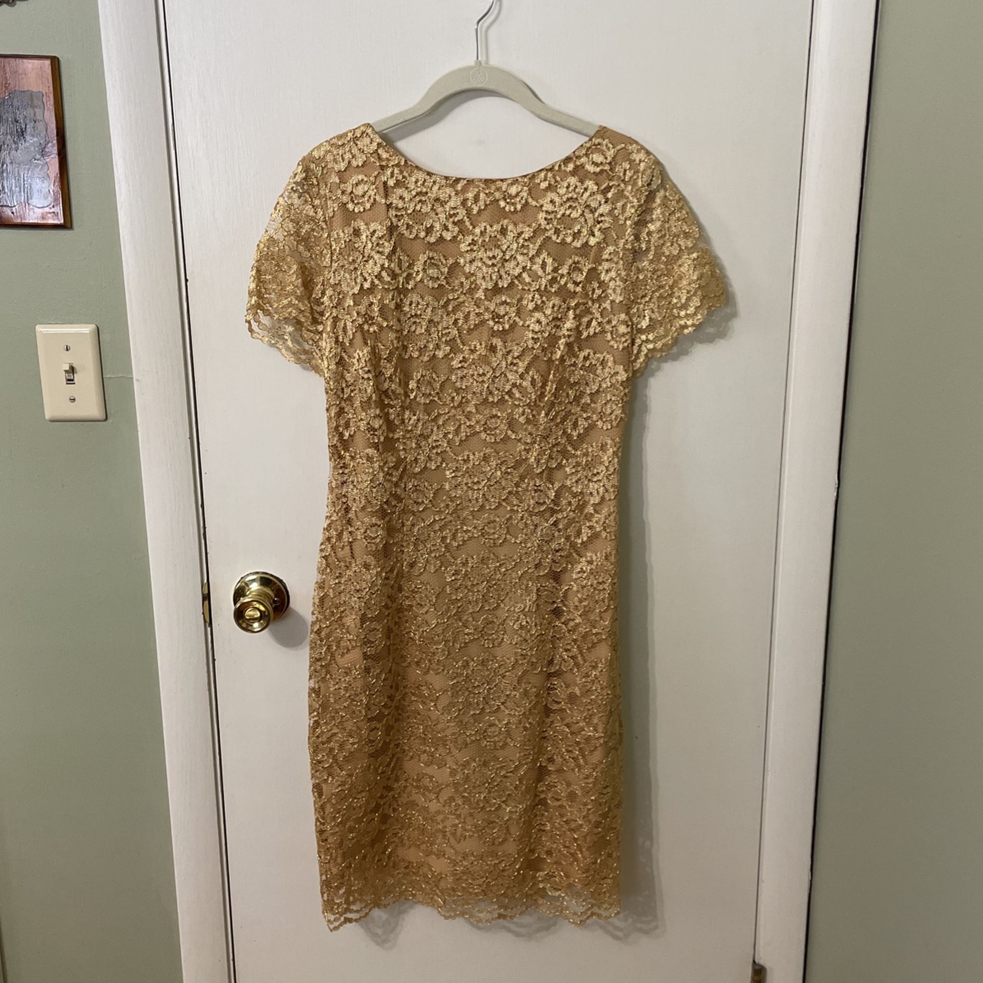 Vintage a.b.s. Lace Overlay Gold Dress