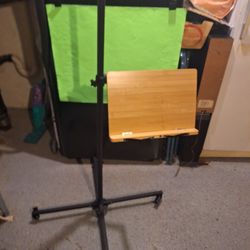 Mobile Bookstand With Height Adjustable Reading Stand With Wheels, wood &Metal-$65.00