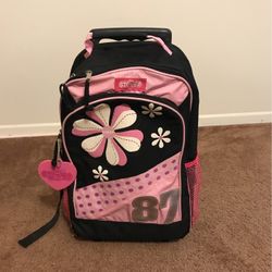 Pink And Black Rolling Backpack