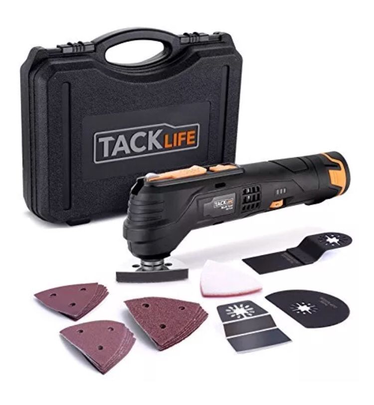 Tacklife 12V Oscillating Tool, 6 Variable Speed Lithium-Ion Cordless Oscillating Multi-Tool with LED, 1 Hour Fast Charge, Great for Sanding Polishing
