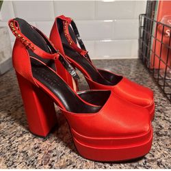 Red Platform Heels Size 9.5