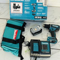 Makita 18v LXT Lithium Ion Brushless 1/2” Driver Drill Kit 
