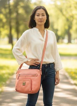 Tignanello Coral Leather Crossbody Bag