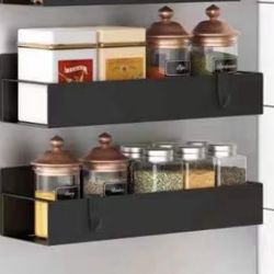 NEW- Metal 2 Pack black Magnetic Spice or Storage Rack Organizer