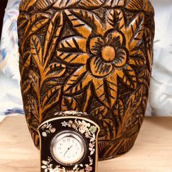 An Extra Large Vintage Hand Carved Wooden Planter 