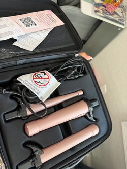 Pink Curling Iron Set with Case beach waver