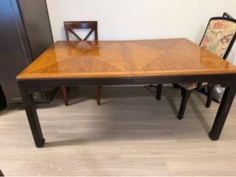 Wood Dining Table with Parquet Top
