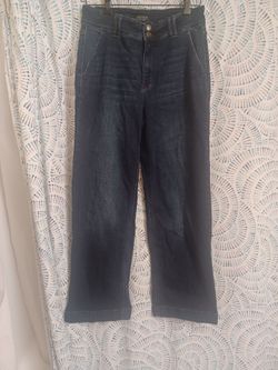 Judy Blue High Waist Wide Leg Jeans Dark Stone Short Inseam 11/30 Stretchy EUC