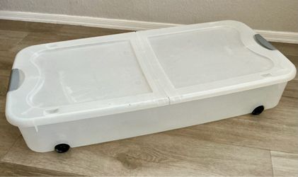 Sterilite Under Bed Rolling Storage Container Lid Wheels 66 QT