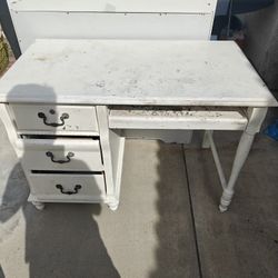 White Desk With Top Storage 