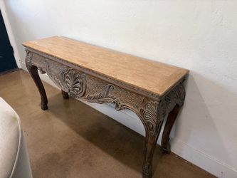 Console carved wooden table