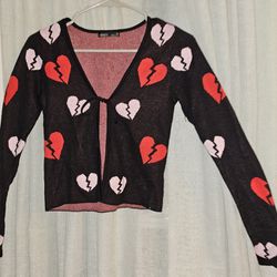 MOVING SALE Broken Hearts Cardigan Sweater Size Xs