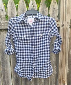 SO Navy Gingham Button-Down Shirt Size xs
