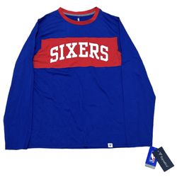 Fanatics NBA Men’s Philadelphia 76ers Blue Red Long Sleeve Graphic Tee Size M