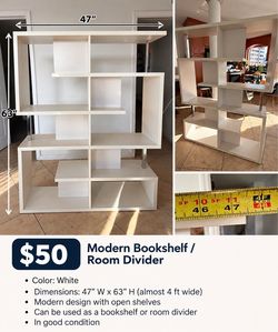 Modern White Bookshelf / Room Divider