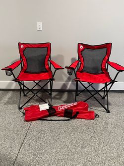 Set of 2 Coleman Broadband Mesh Quad Camping Chairs with Carry Bags & Cup Holders