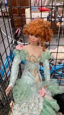 Large Porcelain-Style Doll in Formal Gown
