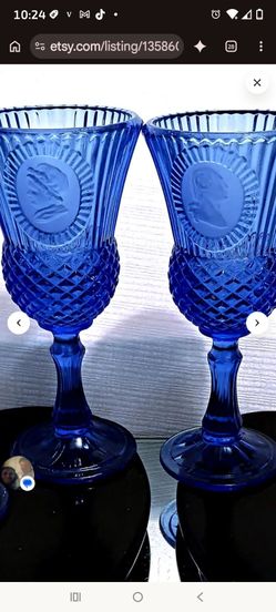 4 Avon  Fostoria Goblets George and Margaret