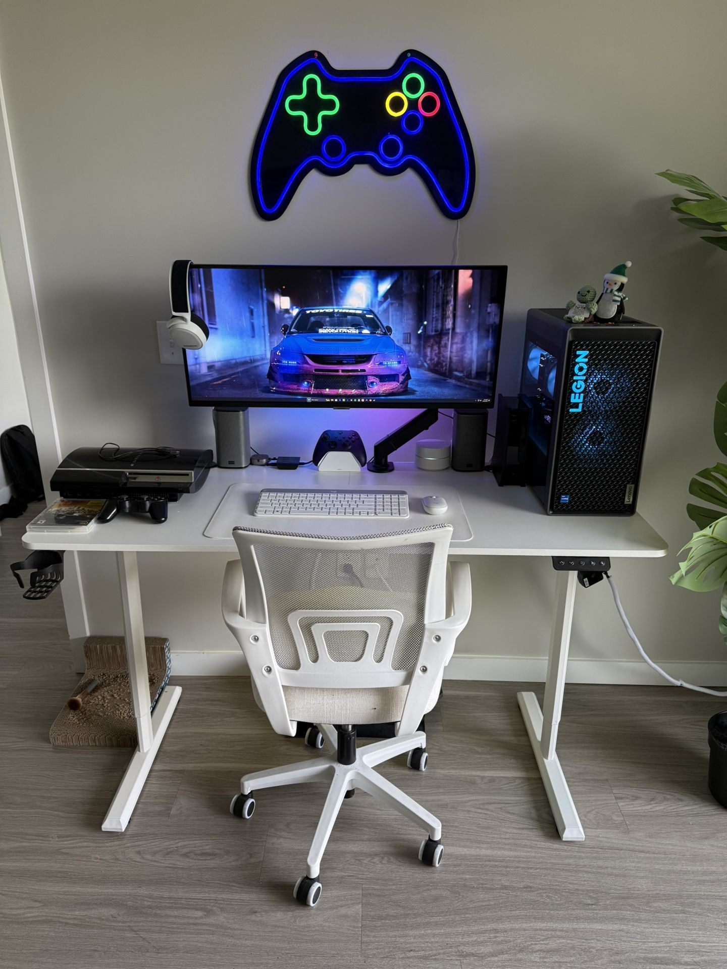 White Desk (raises And Lowers) With White Chair