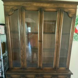 Old wood curio Cabinet 