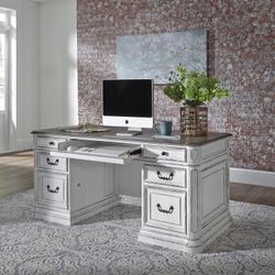 Desk Executive Antiqued White